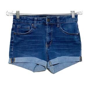 Aeropostale Flex Effects High Waisted Midi Jean Short Cuffed Womens 2 Stretch